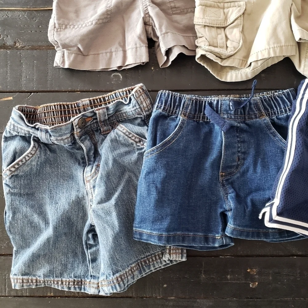 Lot of 7 Pairs of Shorts Baby Boy 12 Months Cargo Basketball Plaid Grey Blue